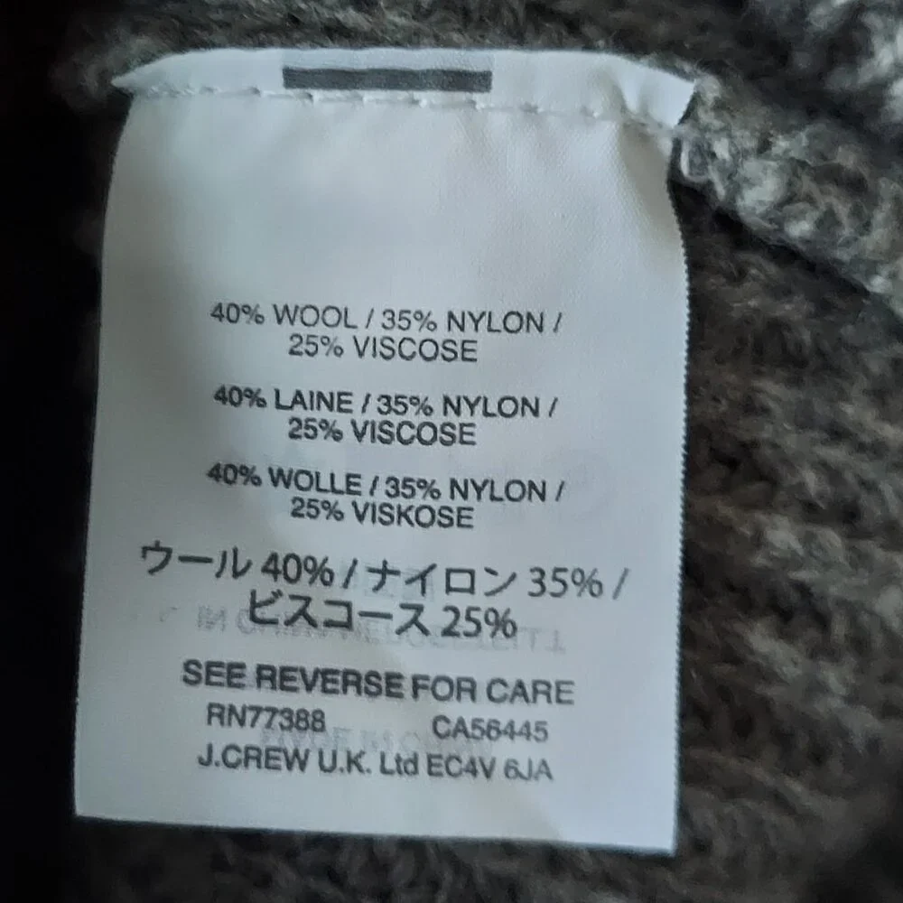 J. Crew Wool Blend Sweater Gray Neck Bow Womens Small